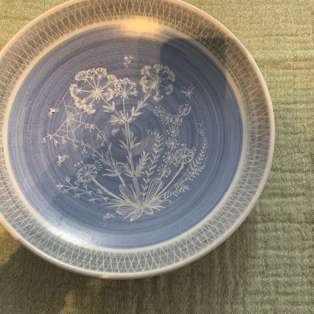 Vintage Elegant Blue Floral Dinnerware Bowl